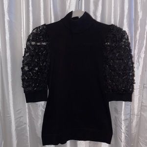 Puffy Sleeve Turtle Neck Fitted Top